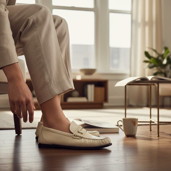 Saint Laurent Cream Loafers - Picture 12 of 12